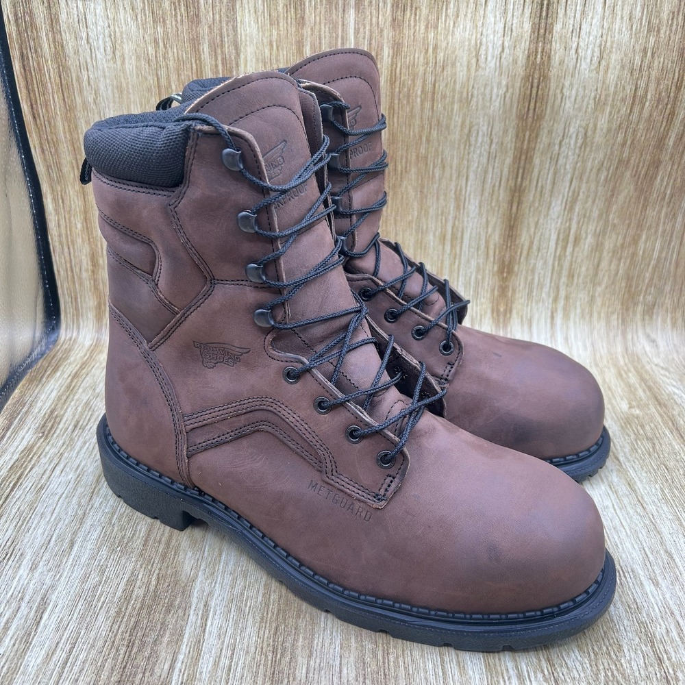 Red Wing Work Boots Mens Size 12 2E Brown Waterproof Metguard Safety Toe 4435